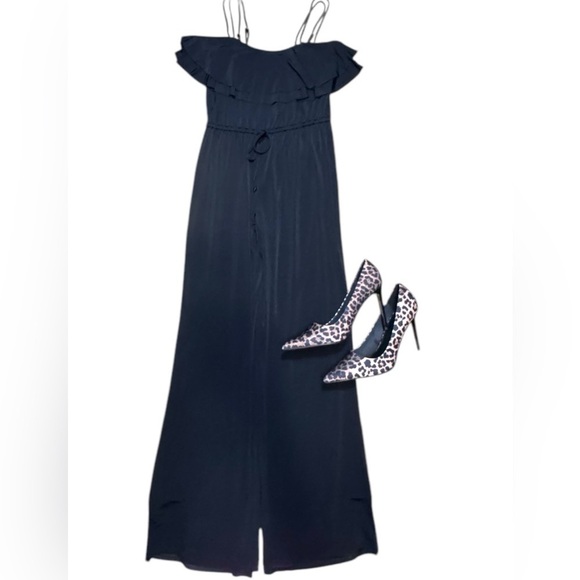 Vintage BEBE Sexy Black Sleeveless Jumpsuit Tie Waist Adjustable Strap Y2K XS - Picture 3 of 16